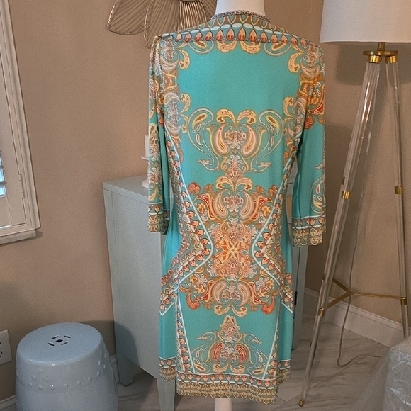 Haani Turquoise and Orange Midi Dress - Picture 3 of 5